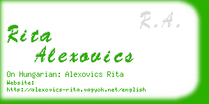 rita alexovics business card